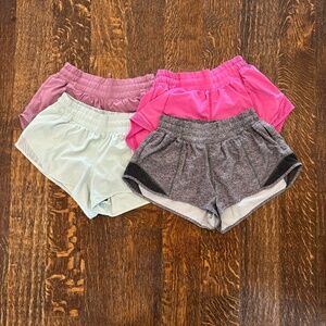 4 Lululemon Hotty Hot Lined Short 2.5 In: 2 Pink, Grey, Mint